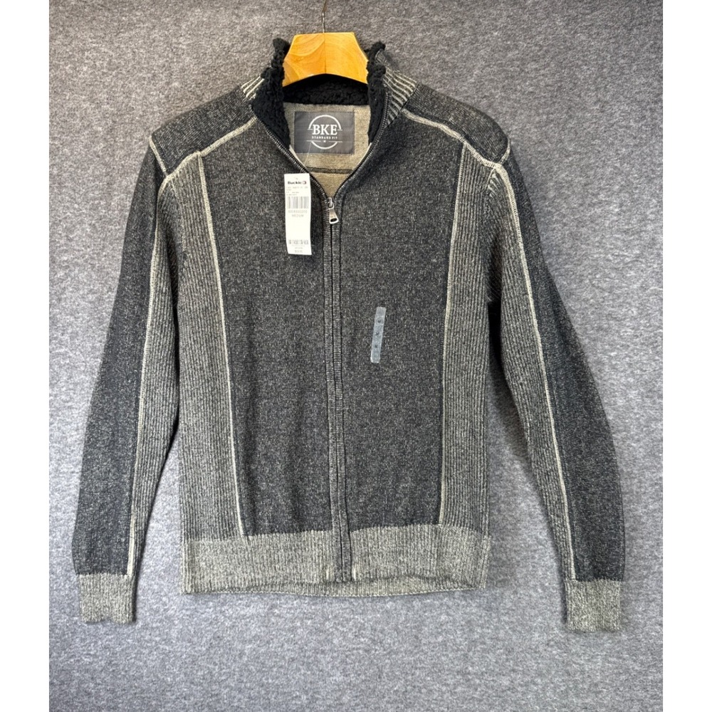 BKE Full Zip Cardigan Men M Grandpacore Trend Sherpa Collar Holland Slim Fit NWT